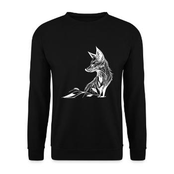 Elegant Fox Portrait in Tattoo Lines Ink - Unisex Sweatshirt - black - Front - Alina (178cm) & Michal (187cm)