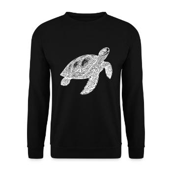 Elegante schwimmende alte Wasserschildkröte - Unisex Pullover - Schwarz - Vorne - Alina (178cm) & Michal (187cm)