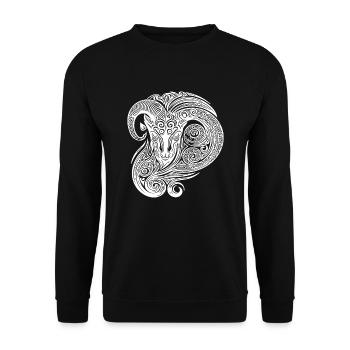 Élégant Capricorne Vintage Tribal Tattoo - Sweat-shirt Unisexe - noir - Devant - Alina (178cm) & Michal (187cm)