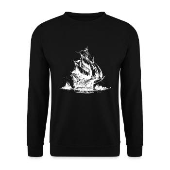 Sailing ship with sails for sailors and captains - Unisex Sweatshirt - black - Front - Alina (178cm) & Michal (187cm)