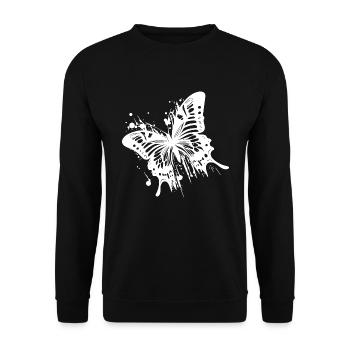 Eleganter Vintage Tinte Schmetterling - Unisex Pullover - Schwarz - Vorne - Alina (178cm) & Michal (187cm)