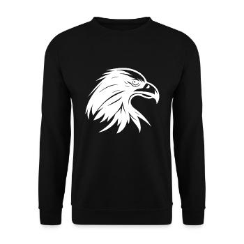 Eleganter Adler Kopf im Tattoo Style - Unisex Pullover - Schwarz - Vorne - Alina (178cm) & Michal (187cm)