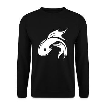 Fish Portrait Tattoo - Unisex Sweatshirt - black - Front - Alina (178cm) & Michal (187cm)