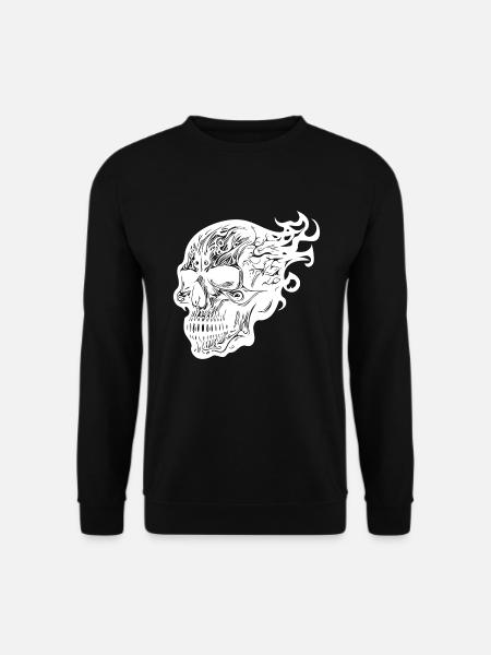 Burning Tattoo Fire Skull - Unisex Sweatshirt - black