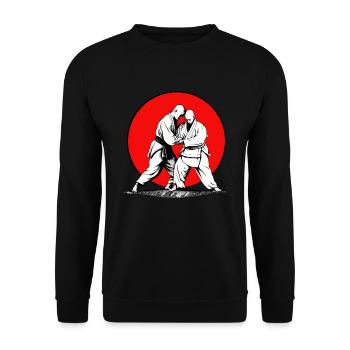 Aikido Martial Arts Sports Fighters at Sunset - Unisex Sweatshirt - black - Front - Alina (178cm) & Michal (187cm)