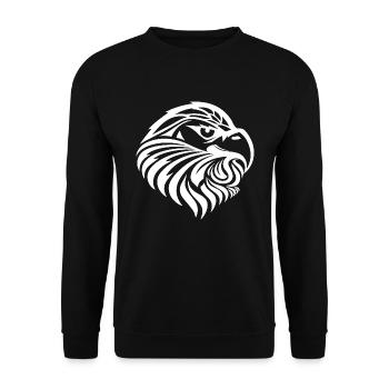 Adler Kopf im Tattoo Cartoon Style - Unisex Pullover - Schwarz - Vorne - Alina (178cm) & Michal (187cm)