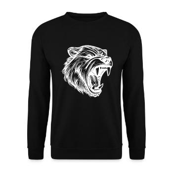 Angry Bear Tattoo Portrait with Sharp Teeth - Unisex Sweatshirt - black - Front - Alina (178cm) & Michal (187cm)
