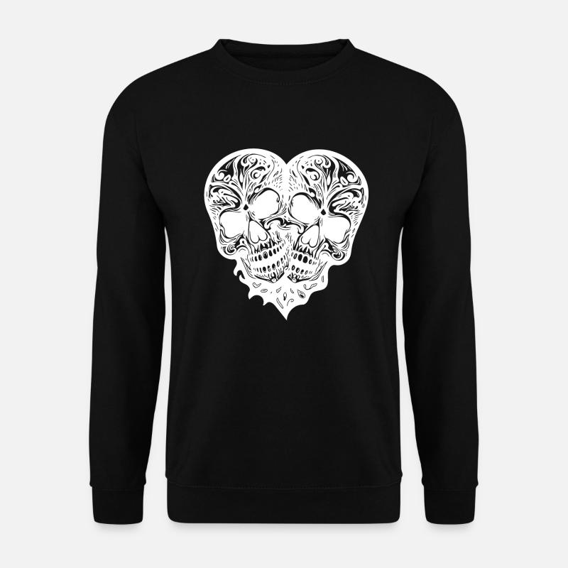 Zwei Schädeln Herz Tattoo Tribal Style - Unisex Pullover - Schwarz
