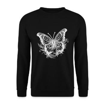 Style Tatouage de fleur Papillon - Sweat-shirt Unisexe - noir - Devant - Alina (178cm) & Michal (187cm)