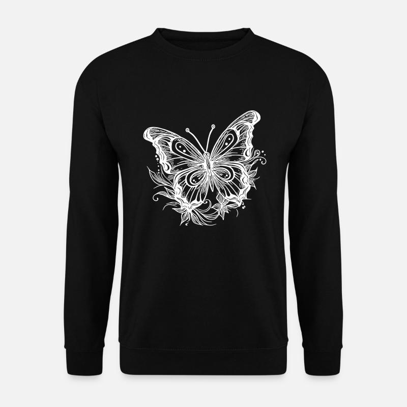 Flower Tattoo Style Butterfly - Unisex Sweatshirt - black