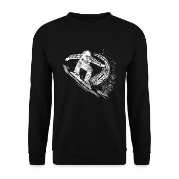 Tiefschnee Snowboard Ride Jump Style Move - Unisex Pullover - Schwarz - Vorne - Alina (178cm) & Michal (187cm)