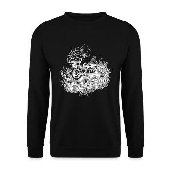 Modélisme ancienne locomotive ferroviaire locomotive à vapeur - Sweat-shirt Unisexe - noir - Devant - Alina (178cm) & Michal (187cm)