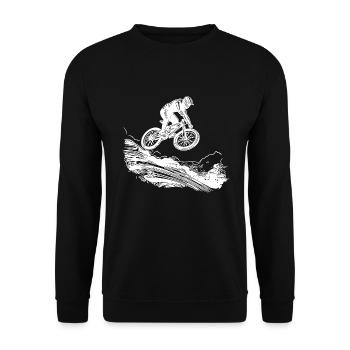 Vététistes avec vélo en bas de la montagne - Sweat-shirt Unisexe - noir - Devant - Alina (178cm) & Michal (187cm)