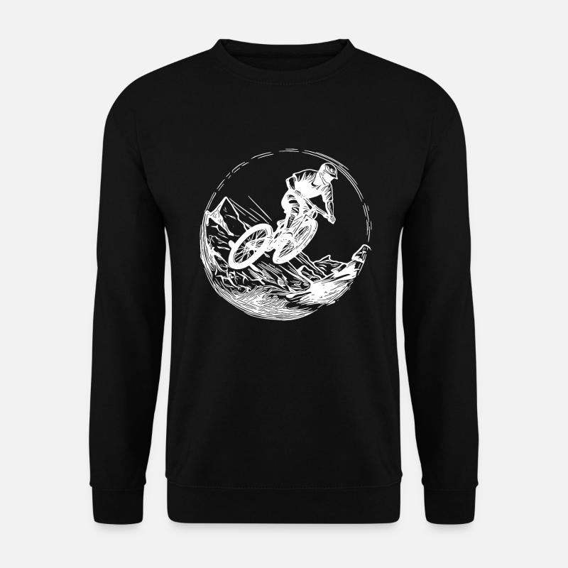 Springender Mountainbiker mit Fahrrad - Unisex Pullover - Schwarz