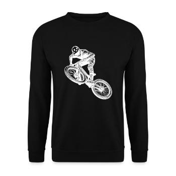 Vététistes avec un vélo de descente cool - Sweat-shirt Unisexe - noir - Devant - Alina (178cm) & Michal (187cm)