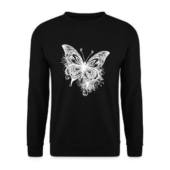 Pretty Vintage Butterfly Tattoo Line Style - Unisex Sweatshirt - black - Front - Alina (178cm) & Michal (187cm)