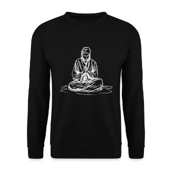 Jeune moine en méditation profonde - Sweat-shirt Unisexe - noir - Devant - Alina (178cm) & Michal (187cm)