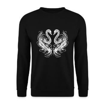 Cygnes élégants en forme de cœur - Sweat-shirt Unisexe - noir - Devant - Alina (178cm) & Michal (187cm)