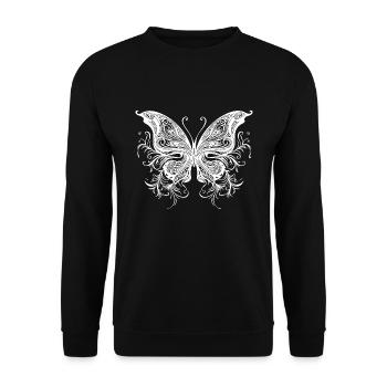 Sweeping Lines Style Dream Butterfly - Unisex Sweatshirt - black - Front - Alina (178cm) & Michal (187cm)
