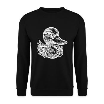 Mignon petit canard vintage avec un énorme bec - Sweat-shirt Unisexe - noir - Devant - Alina (178cm) & Michal (187cm)