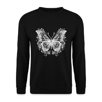 Tattoo Flower Lines Style Butterfly - Unisex Sweatshirt - black - Front - Alina (178cm) & Michal (187cm)