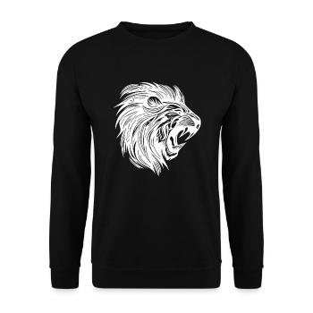 Wild Mighty Lion Head Tattoo Style Mane - Unisex Sweatshirt - black - Front - Alina (178cm) & Michal (187cm)