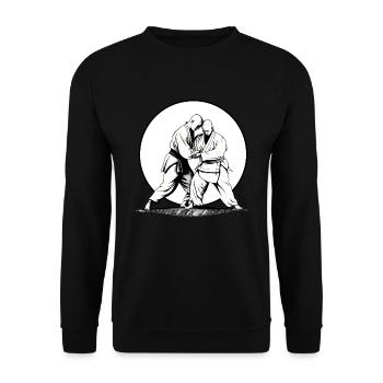 Aikido martial arts sports fighter in sunset - Unisex Sweatshirt - black - Front - Alina (178cm) & Michal (187cm)