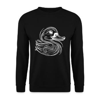 Vintage tattoo lines duck with big beak - Unisex Sweatshirt - black - Front - Alina (178cm) & Michal (187cm)