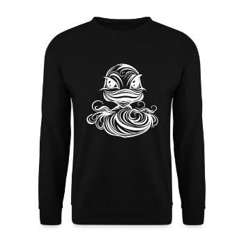Line tattoo style duck with big beak - Unisex Sweatshirt - black - Front - Alina (178cm) & Michal (187cm)