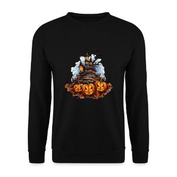 Halloween Pumpkin Bat Spell Haunted House - Unisex Sweatshirt - black - Front - Alina (178cm) & Michal (187cm)