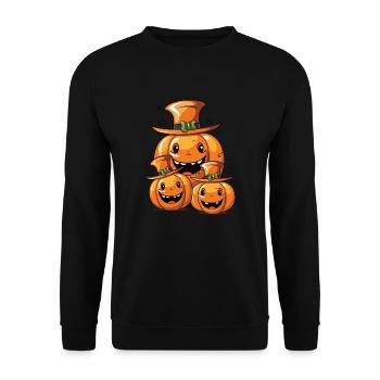 Funny Halloween Family Pumpkin with Spell Hat - Unisex Sweatshirt - black - Front - Alina (178cm) & Michal (187cm)