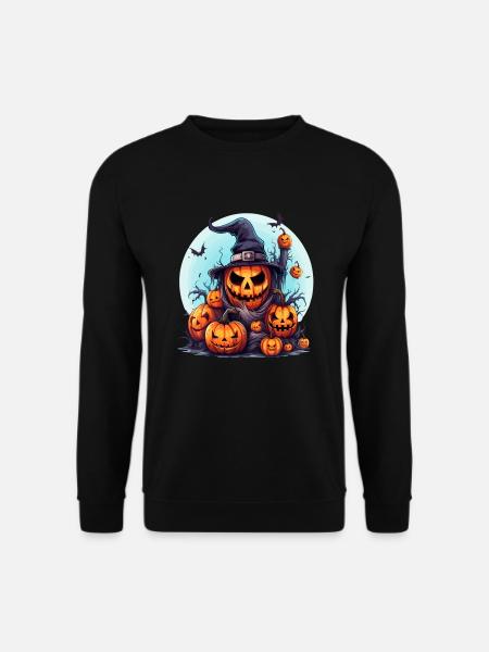 Uhyggelig Halloween græskar familie flagermus - Unisex sweater - sort