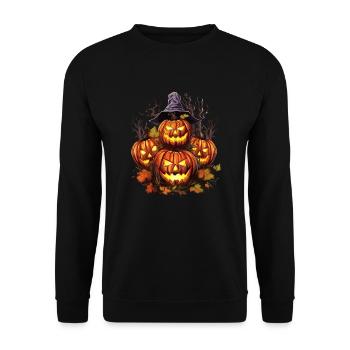 Horde de citrouilles d’Halloween effrayantes aux yeux brillants - Sweat-shirt Unisexe - noir - Devant - Alina (178cm) & Michal (187cm)