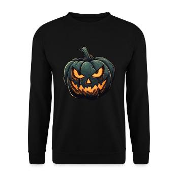 Drôle de citrouille d’Halloween aux yeux brillants - Sweat-shirt Unisexe - noir - Devant - Alina (178cm) & Michal (187cm)