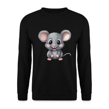 Niedliche Maus für Natur Nagetier Liebhaber - Unisex Pullover - Schwarz - Vorne - Alina (178cm) & Michal (187cm)