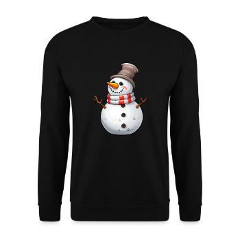 Bonhomme de neige avec chapeau haut de forme et écharpe - Sweat-shirt Unisexe - noir - Devant - Alina (178cm) & Michal (187cm)