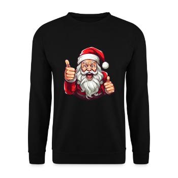 Ugly Santa Claus with beard and hat - Unisex Sweatshirt - black - Front - Alina (178cm) & Michal (187cm)