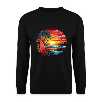 Plage magique au bord de la mer avec des palmiers et des vagues - Sweat-shirt Unisexe - noir - Devant - Alina (178cm) & Michal (187cm)