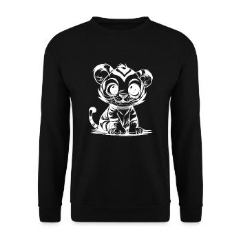 Cuddly little children's tiger with stripe pattern - Unisex Sweatshirt - black - Front - Alina (178cm) & Michal (187cm)