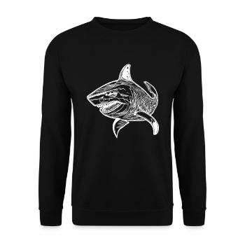 Large vintage oceanic shark with sharp teeth - Unisex Sweatshirt - black - Front - Alina (178cm) & Michal (187cm)