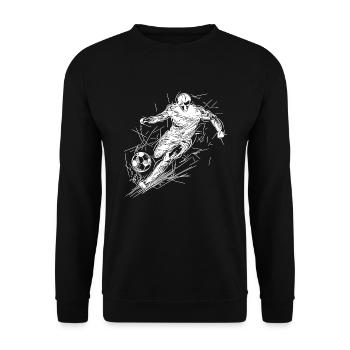 Running soccer striker with ball - Unisex Sweatshirt - black - Front - Alina (178cm) & Michal (187cm)