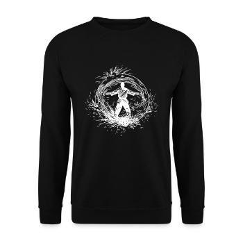 Karate Kampfsport Meister Pose Magischer Kreis - Unisex Pullover - Schwarz - Vorne - Alina (178cm) & Michal (187cm)