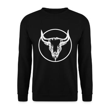 Cattle Grill Logo Head Tattoo Style in Circle - Unisex Sweatshirt - black - Front - Alina (178cm) & Michal (187cm)
