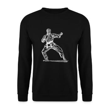 Karate fighter in fighting pose - Unisex Sweatshirt - black - Front - Alina (178cm) & Michal (187cm)