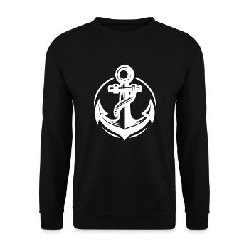 Old wet anchor with thick rope - Unisex Sweatshirt - black - Front - Alina (178cm) & Michal (187cm)