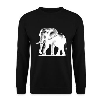 Elephant Portrait - Safari proboscis with tusks - Unisex Sweatshirt - black - Front - Alina (178cm) & Michal (187cm)