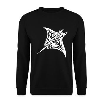 Tribal Manta Ray Style Diver Fan Tattoo - Unisex Sweatshirt - black - Front - Alina (178cm) & Michal (187cm)