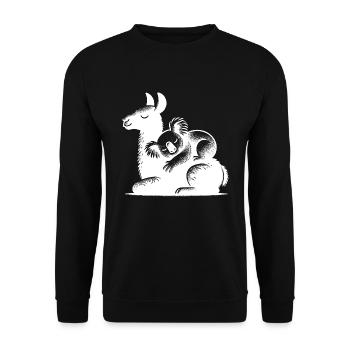 Sleeping koala on a sleeping llama - Unisex Sweatshirt - black - Front - Alina (178cm) & Michal (187cm)