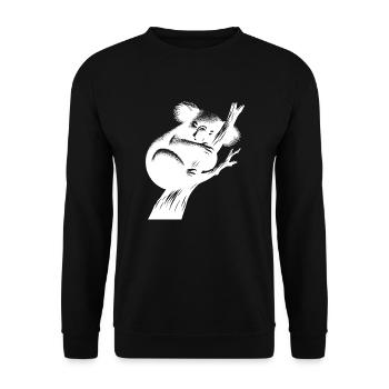 Niedlicher Schlafender Koala auf einem Baum - Unisex Pullover - Schwarz - Vorne - Alina (178cm) & Michal (187cm)