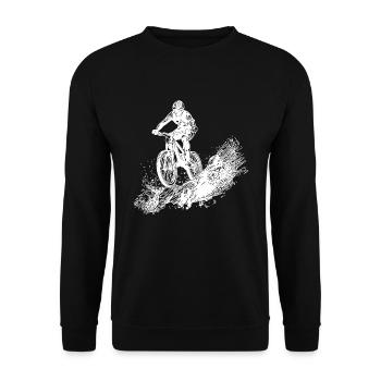 Cyclist Mud Mountain Downhill - Unisex Sweatshirt - black - Front - Alina (178cm) & Michal (187cm)